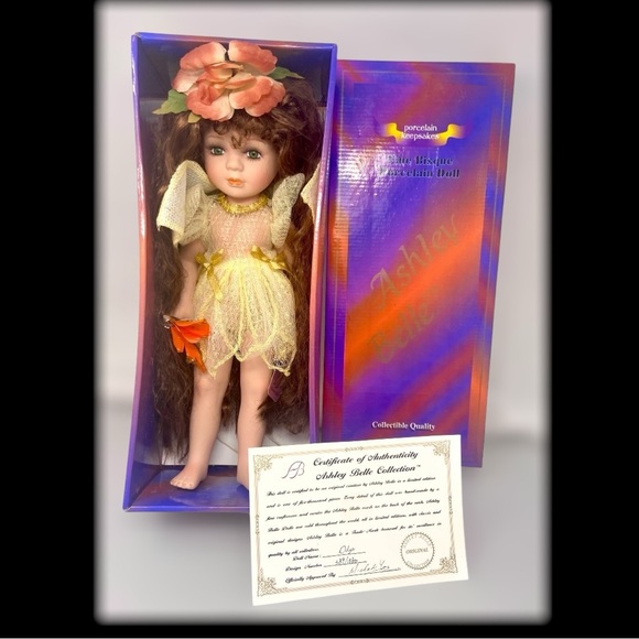 Ashley Belle Vintage Flower Fairy Porcelain Doll 14" w/ COA & Box - Picture 8 of 8